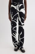 Dries Van Noten Pachas Giant Floral Print Cotton & Silk Drawstring Pants
