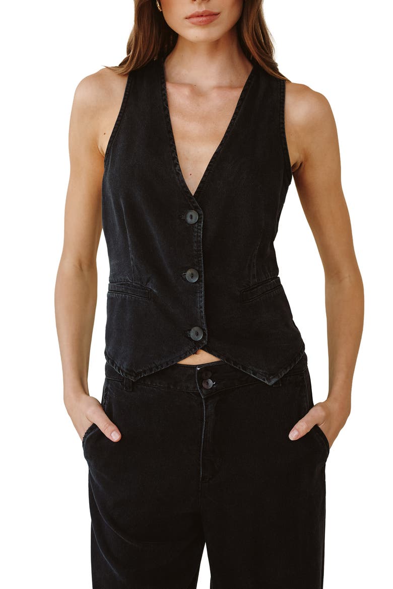 Cinch Back Vest, Main, color, DARK GRAPHITE WASH