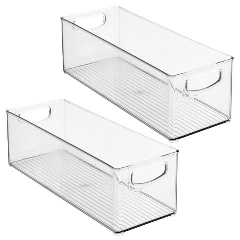 Plastic Stackable Pantry Bin with Handles, Set of 2, Clear, Made in USA
