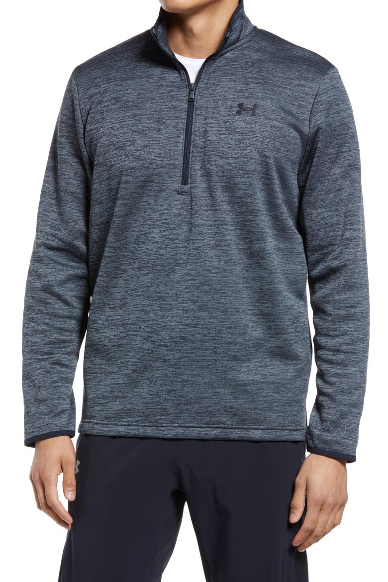 Fleece Half Zip Long Sleeve Pullover, Main, color, BLACK