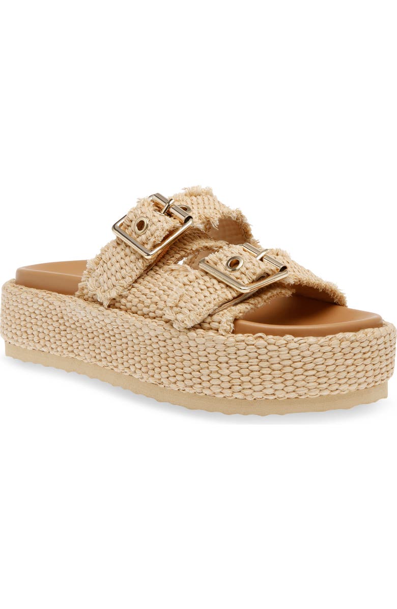 Steve Madden Karrigan Raffia Platform Slide Sandal, Main, color,