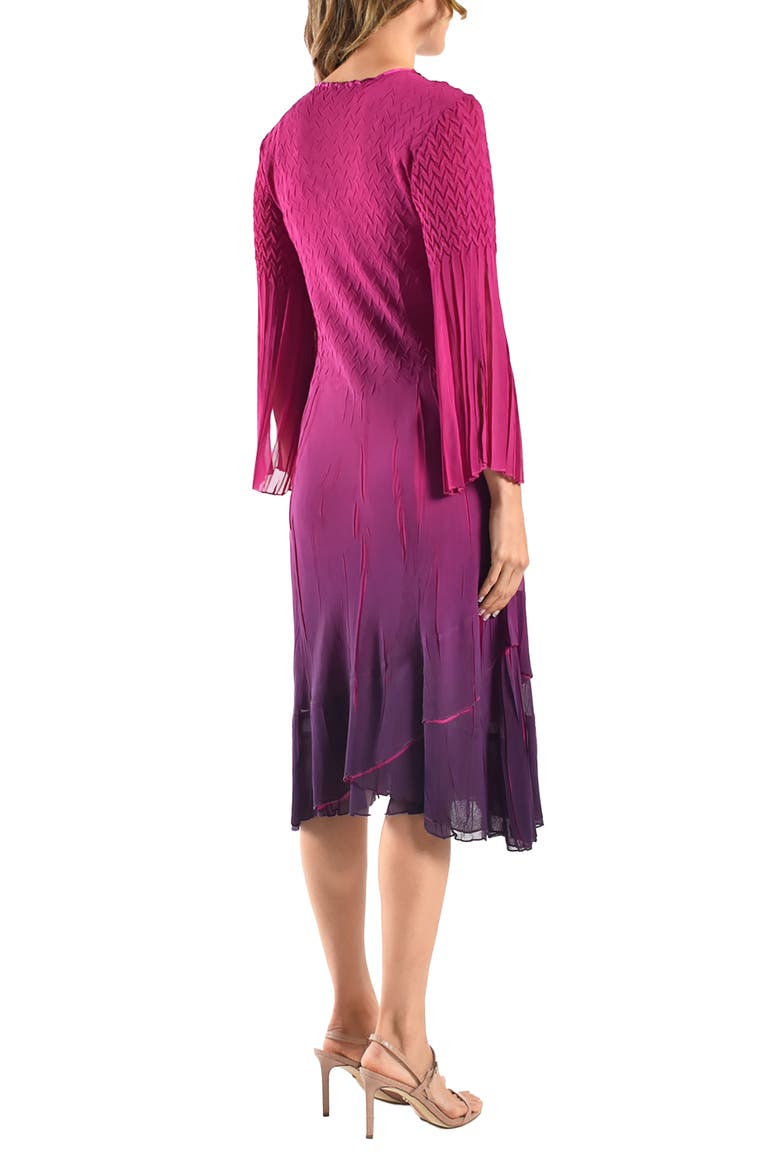 Chiffon A Line Dress with Split Sleeves, Alternate, color, Magenta Ombre