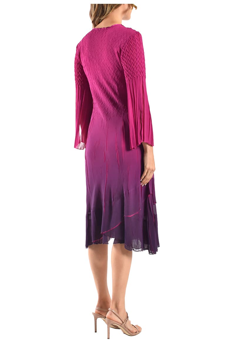 Komarov Chiffon A Line Dress with Split Sleeves, Alternate, color, Magenta Ombre