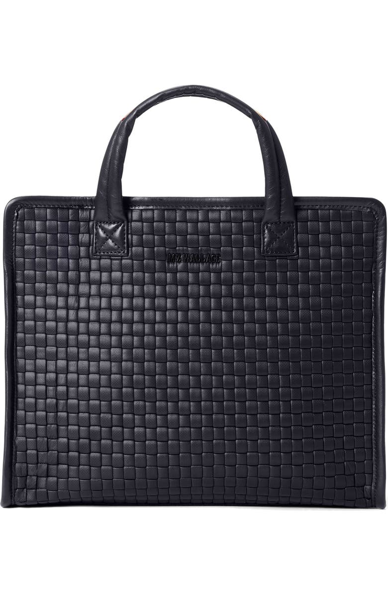 MZ Wallace Medium Woven Nylon Box Tote, Main, color, Black Woven