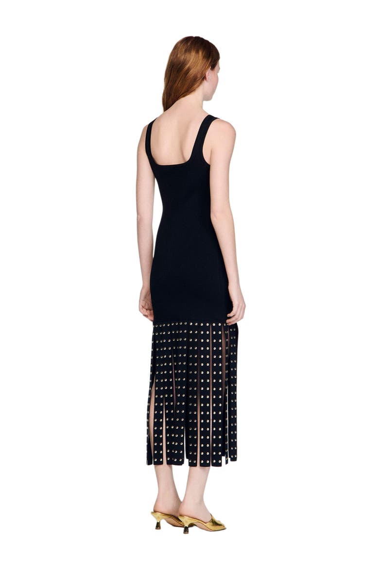 Fringed knit maxi dress, Alternate, color, Black