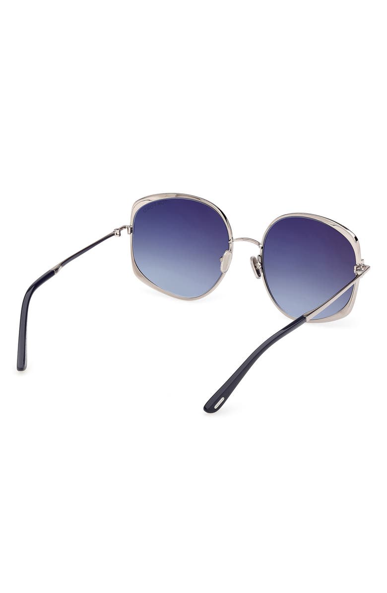 TOM FORD Abbey 58mm Round Sunglasses, Alternate, color, Ruthenium Navy / Gradient Blue