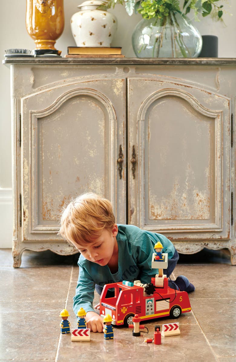 Tender Leaf Toys Fire Engine Wooden Playset, Alternate, color, Multi