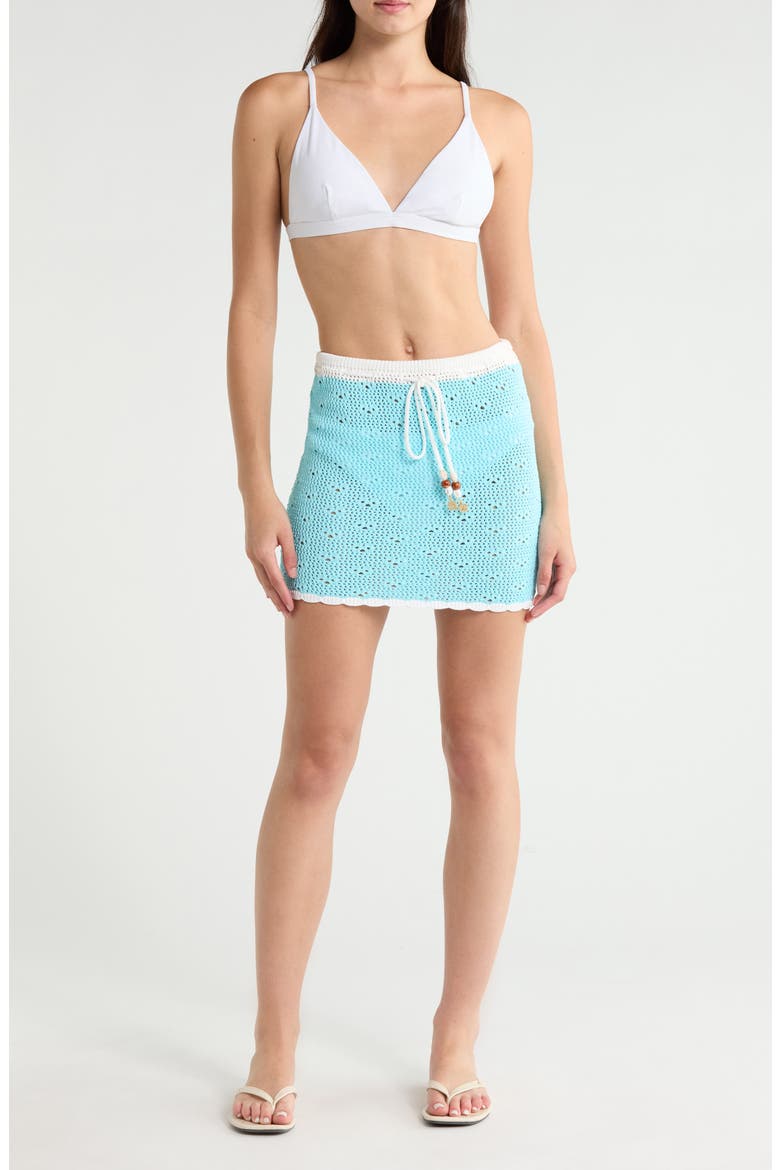 Drawstring Knit Miniskirt, Main, color, PRETTY BLUE