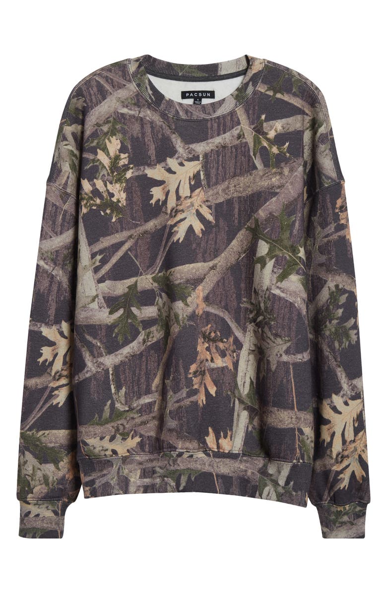 PacSun Dark Camo Print Cotton Blend Sweatshirt, Alternate, color, Camouflage