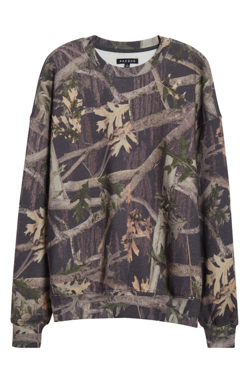 PACSUN PACSUN DARK CAMO PRINT COTTON BLEND SWEATSHIRT