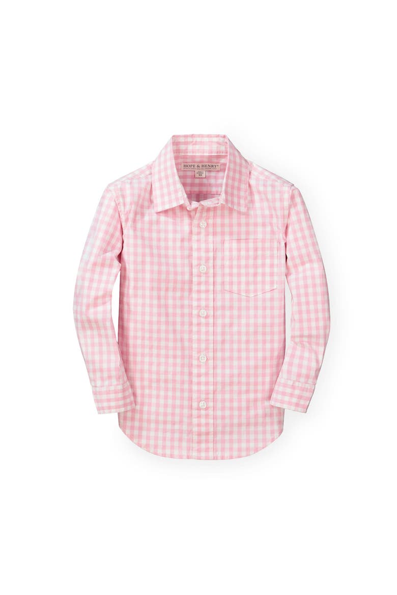 Baby Boys' Poplin Button Down Shirt, Infant, Main, color, Pink Gingham