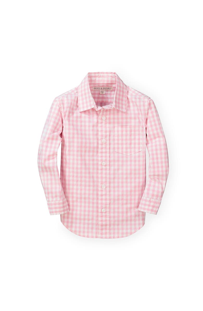 Hope & Henry Baby Boys' Poplin Button Down Shirt, Infant, Main, color, Pink Gingham