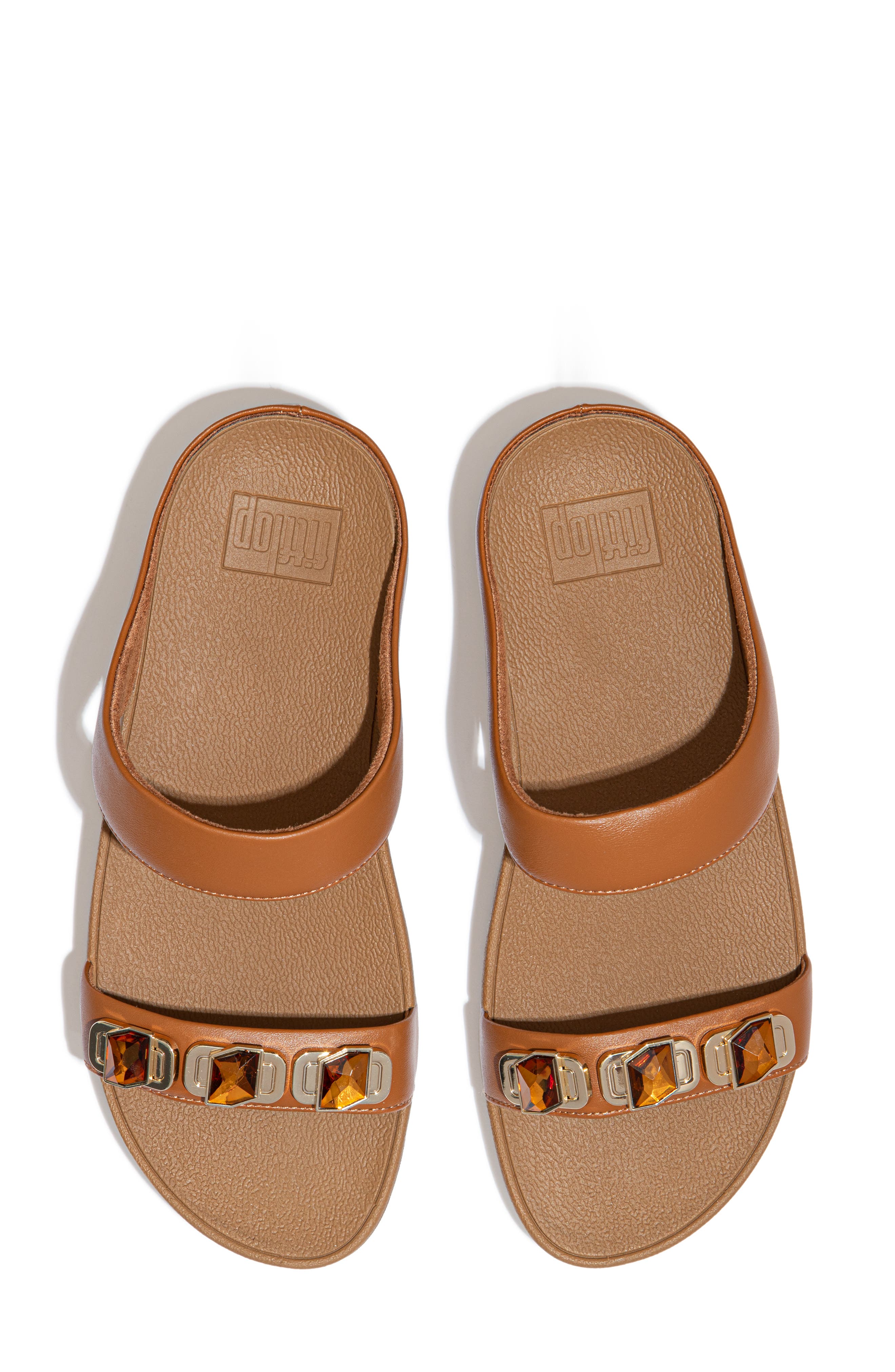 FitFlop Fino Crystal Wedge Slide Sandal, Alternate, color, Light Tan