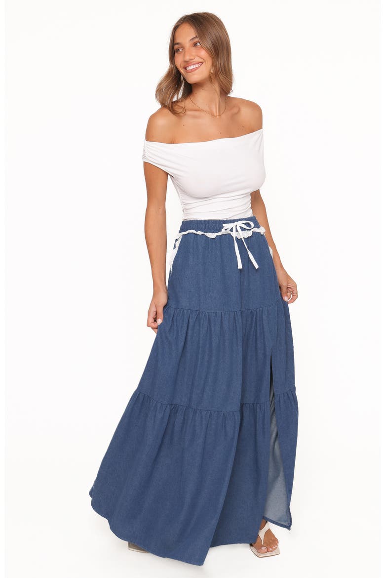 Scout Tiered Maxi Skirt, Alternate, color, MEDIUM WASH
