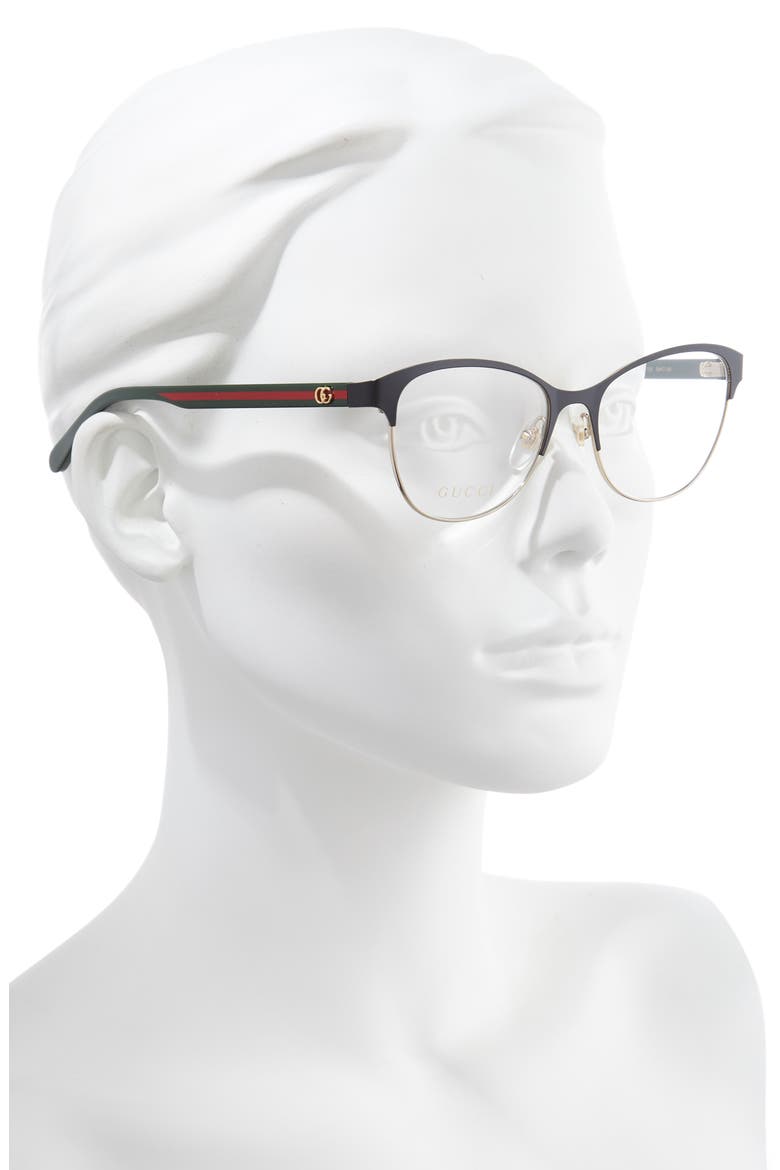 53mm Cat Eye Optical Glasses, Alternate, color, BLACK W GOLD