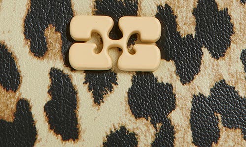 Ganni Womens Leopard Nano Bou Leather Pouch