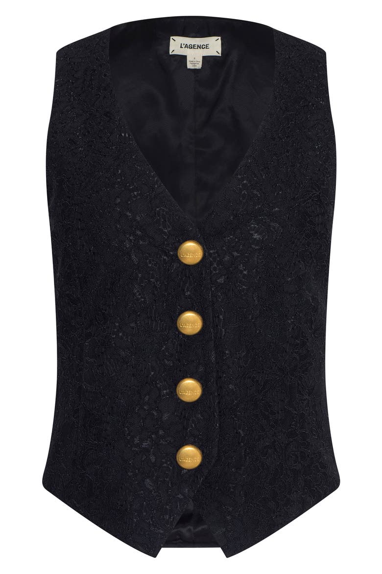 Kino Bonded Lace Vest, Alternate, color, BLACK