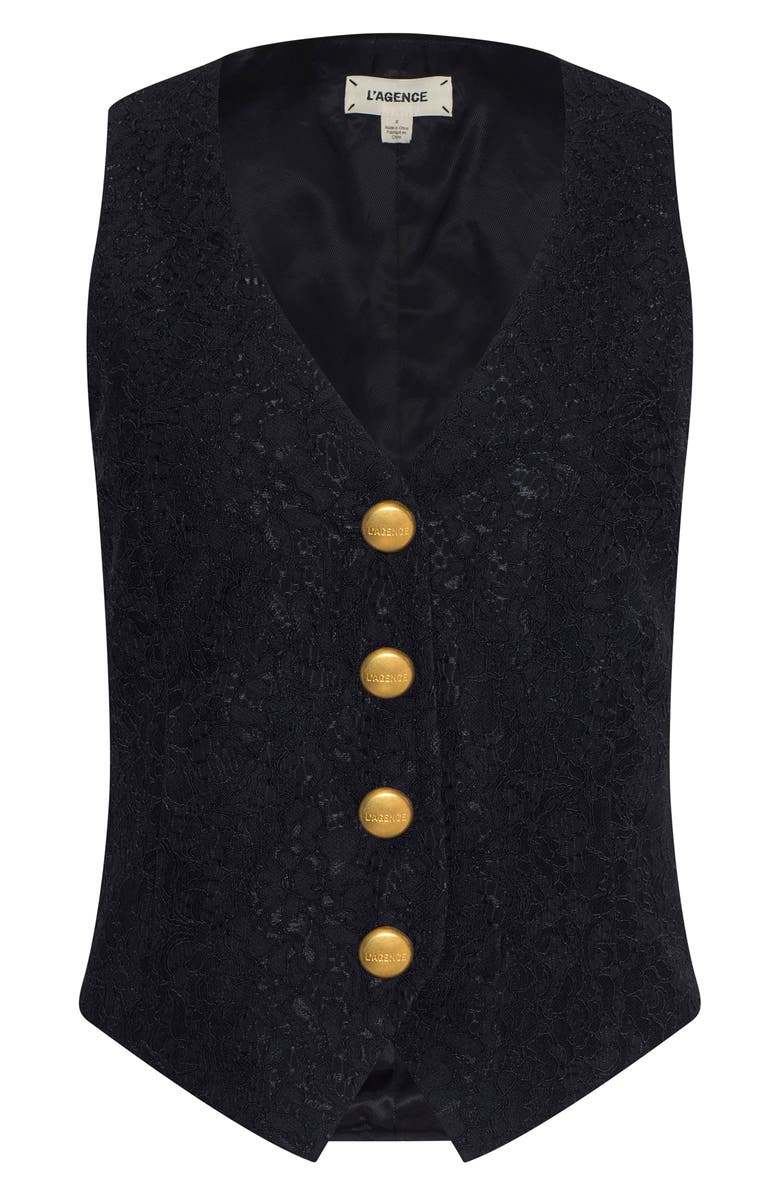 L'AGENCE Kino Bonded Lace Vest, Alternate, color, Black