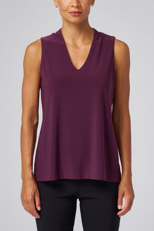 Franne Golde Luxe Stretch V-neck Sleeveless Shell In Purple
