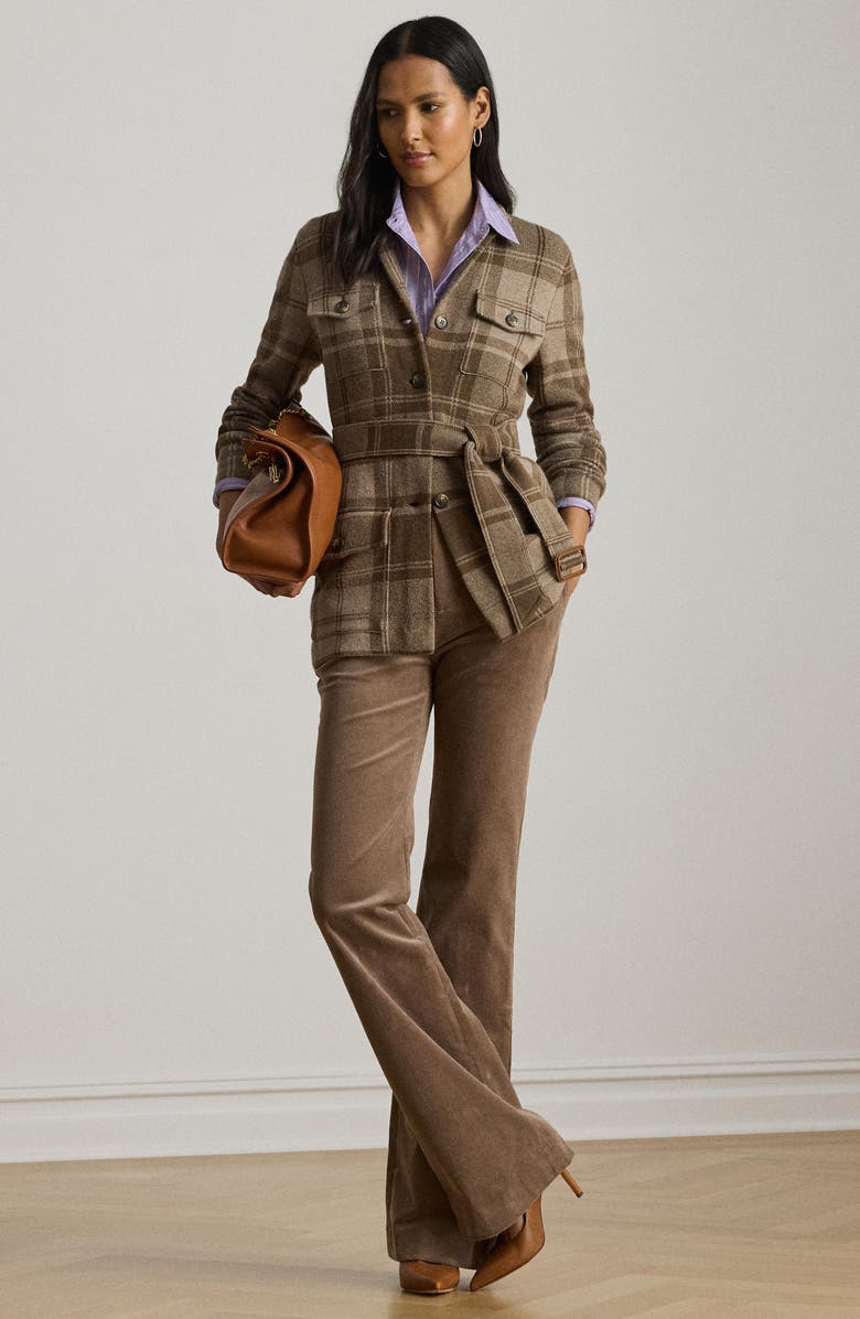 Lauren Ralph Lauren High Waist Flare Corduroy Pants, Alternate, color, Taupe Brown