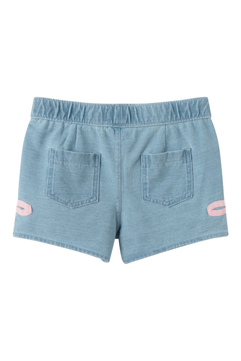 Kids' Knit Denim Shorts, Alternate, color, LITE BLUE BOW