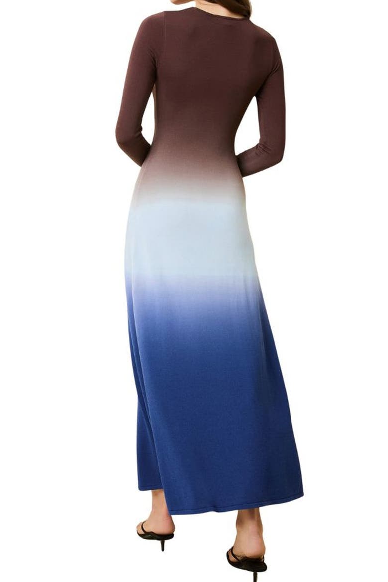 The Dora Ombré Colorblock Long Sleeve Knit Maxi Dress, Alternate, color, TWILIGHT / RAISIN BROWN