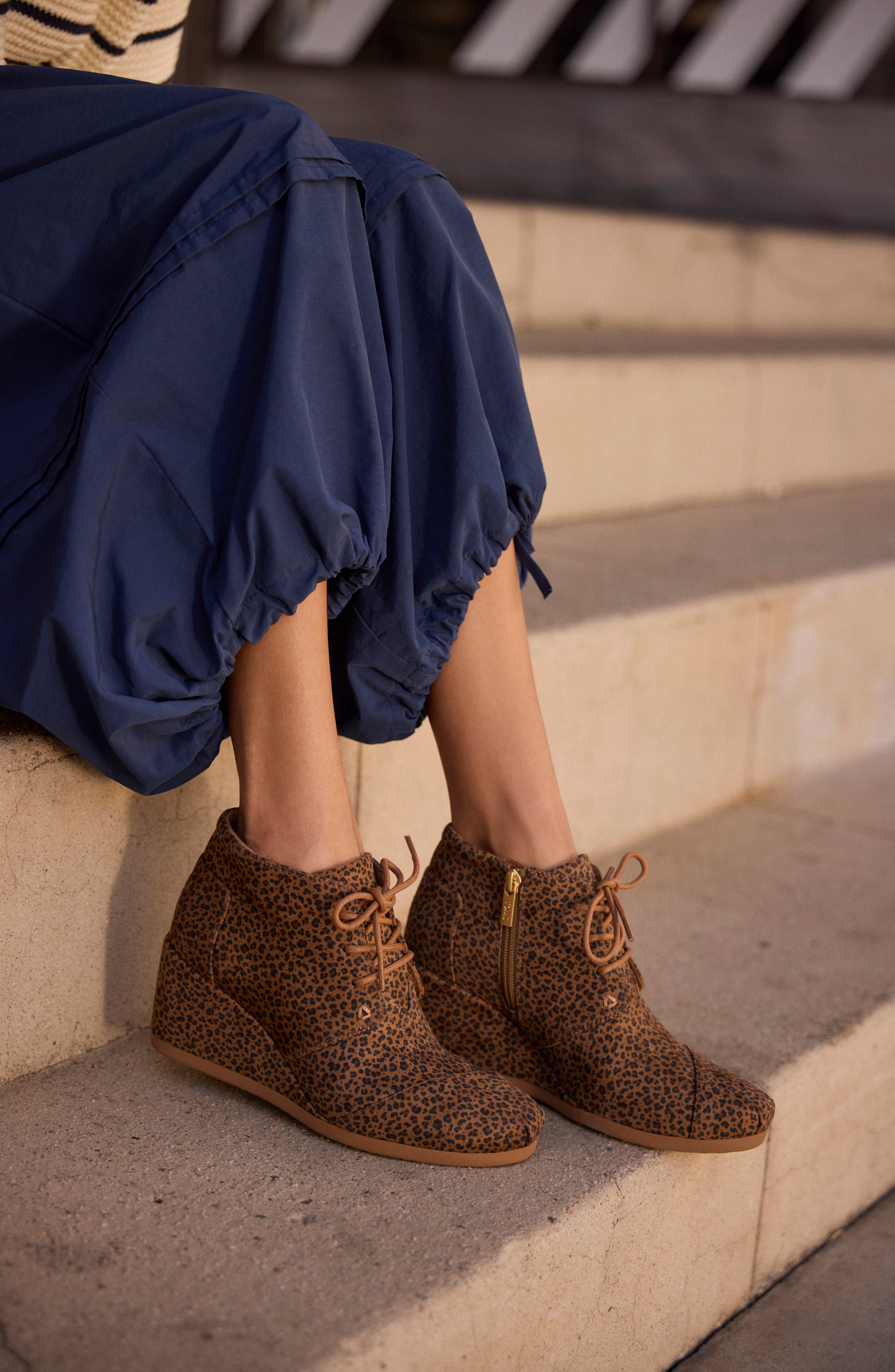 Desert Lace-Up Wedge Bootie, Alternate, color, LIGHT/ PASTEL BROWN
