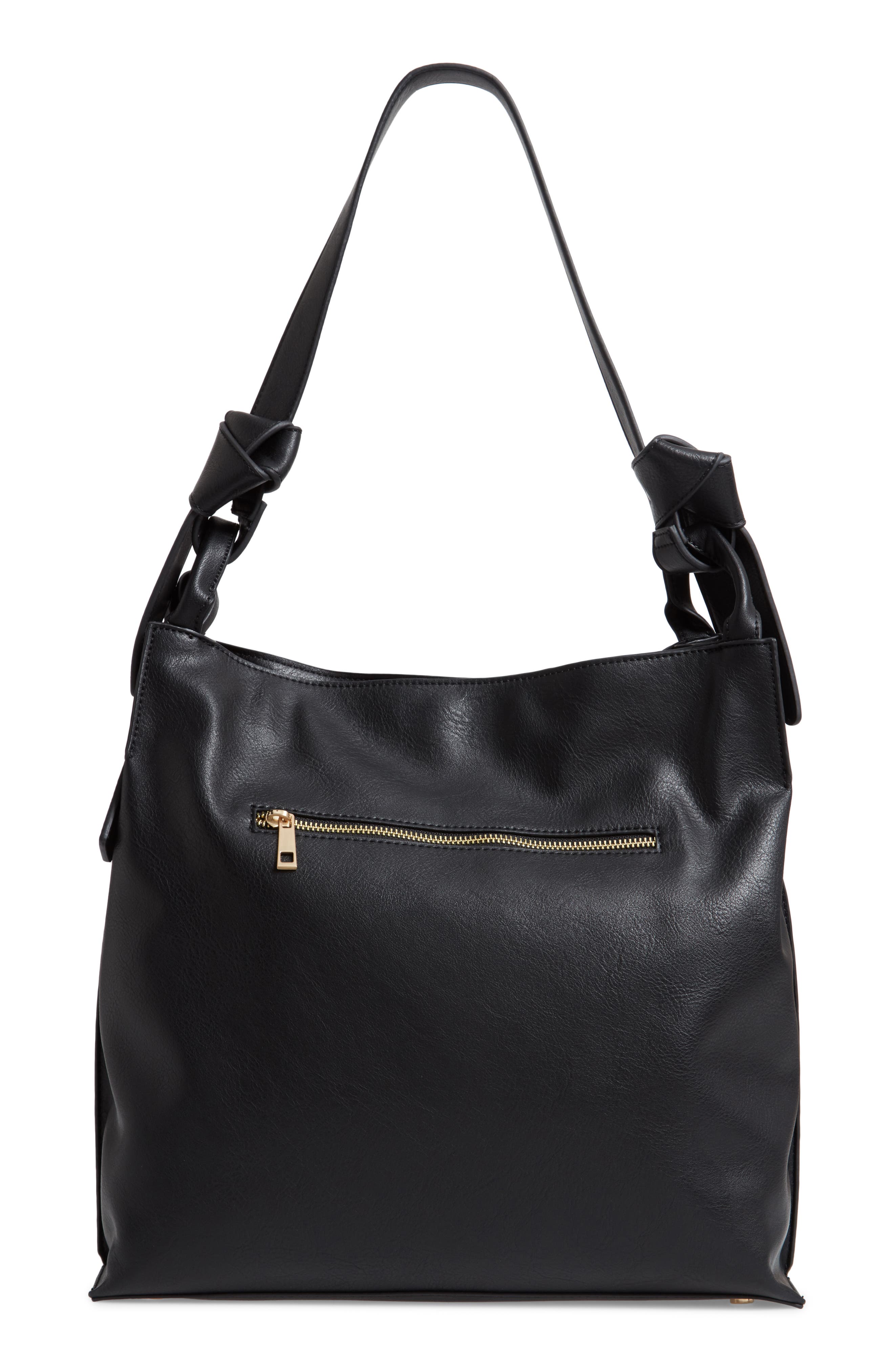 Josah Faux Leather Shoulder Bag, Alternate, color, BLACK