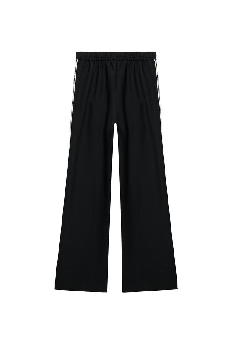 Crochet Trim Wide Trousers, Alternate, color, Black