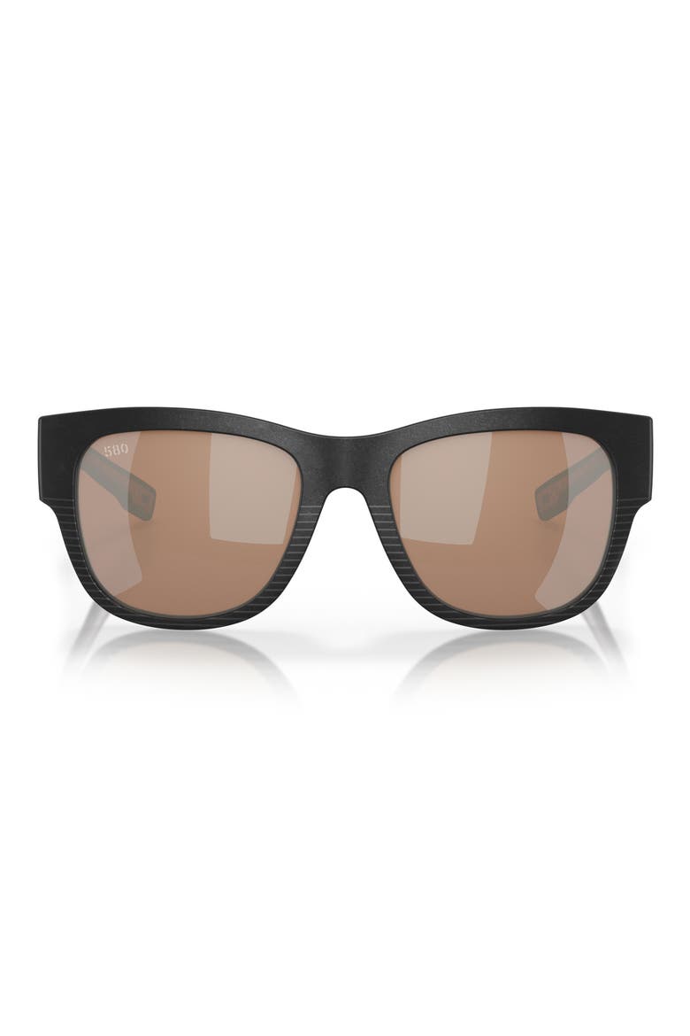 Caleta 55mm Polarized Mirrored Sunglasses, Main, color, NET BLACK / COPPER SILVER 580G