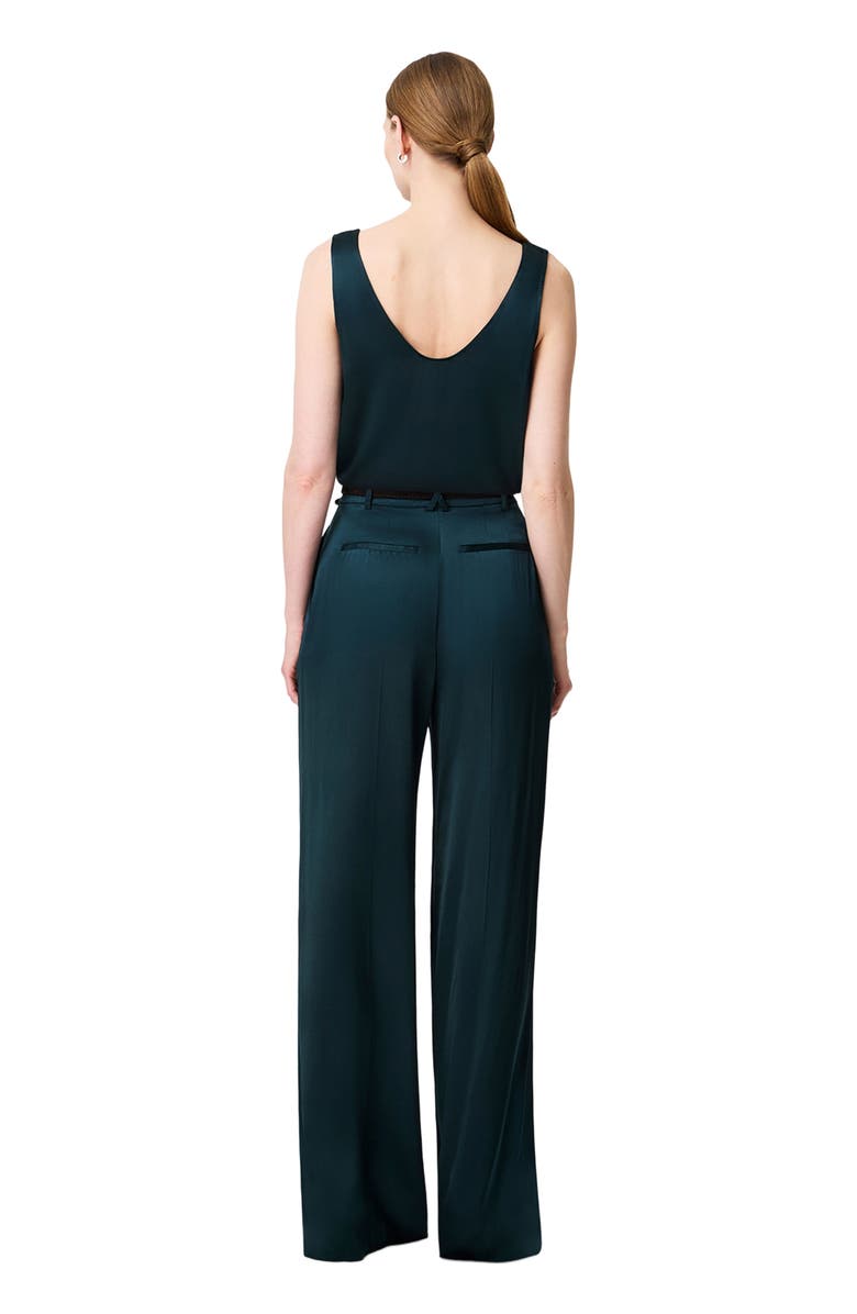 Another Tomorrow Satin Pleated Trouser, Alternate, color, Juniper