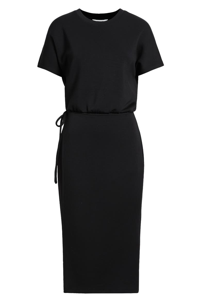 AirEssentials Tie Waist Midi Dress, Alternate, color, VERY BLACK