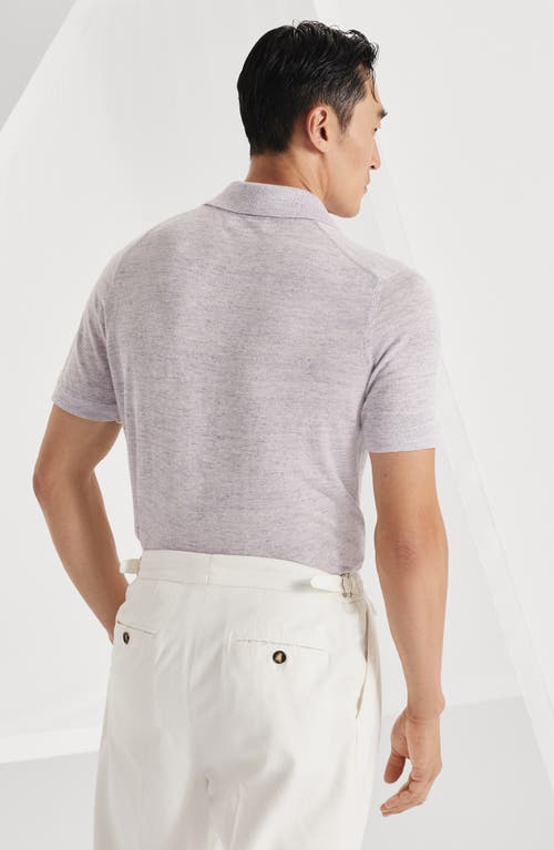 Brunello Cucinelli Linen Polo Shirt In Lilac