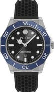 PHILIPP PLEIN Aquastorm Silicone Strap Watch, 44mm