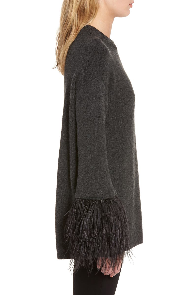 Chelsea28 Feather Trim Sweater, Alternate, color,