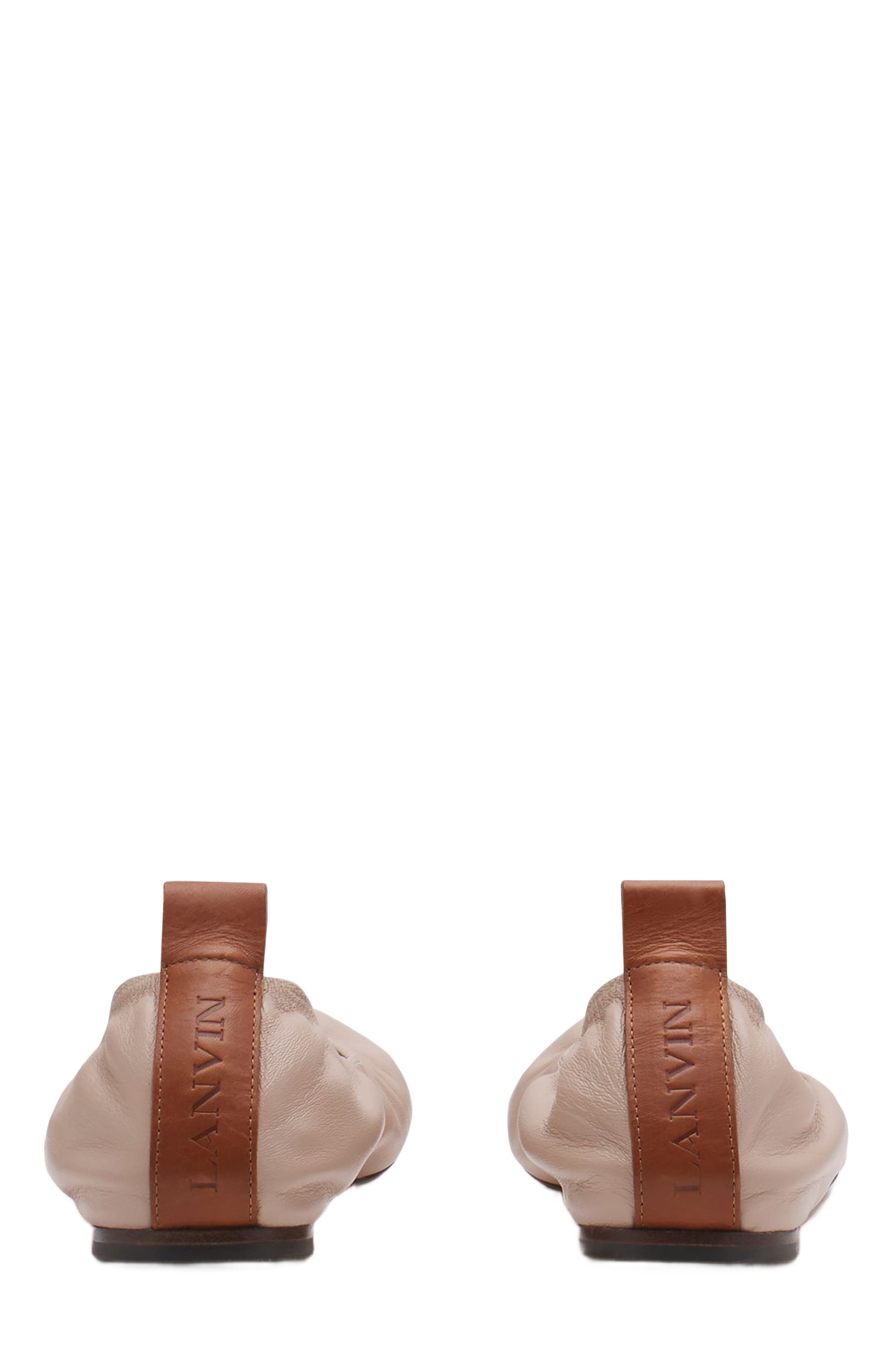 Lanvin THE LEATHER BALLERINA FLAT, Alternate, color, Dark Beige