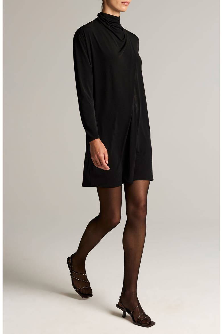 Draped Cowl Neck Long Sleeve Top, Alternate, color, BLACK