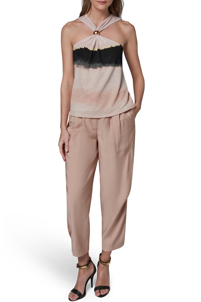 Printed Cinched Top, Alternate, color, UMBRIA/ BLACK MULTI