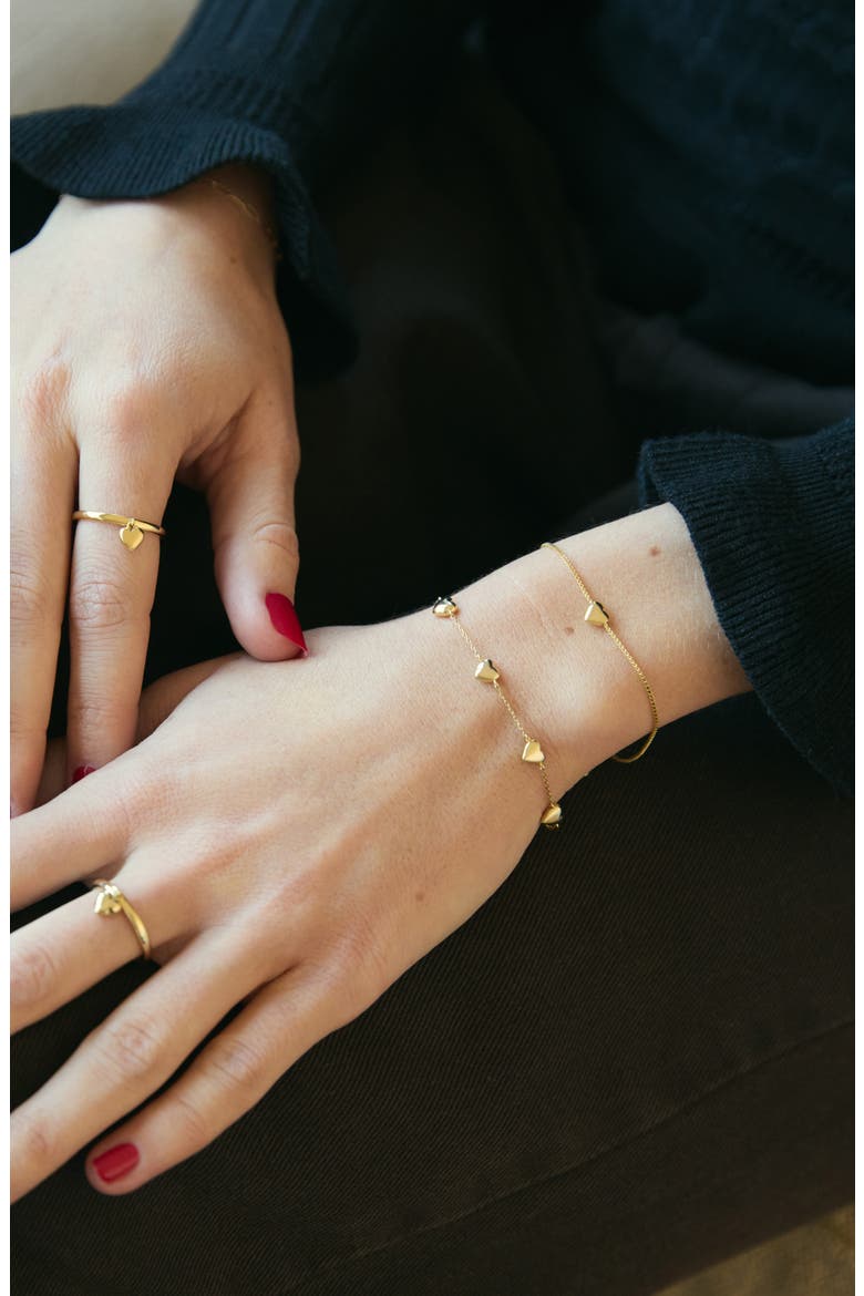 Lani Puffy Heart Station Bracelet, Alternate, color, GOLD