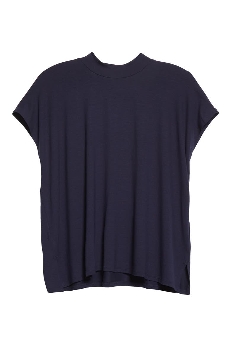 Mock Neck Cap Sleeve Top, Alternate, color, MIDNIGHT