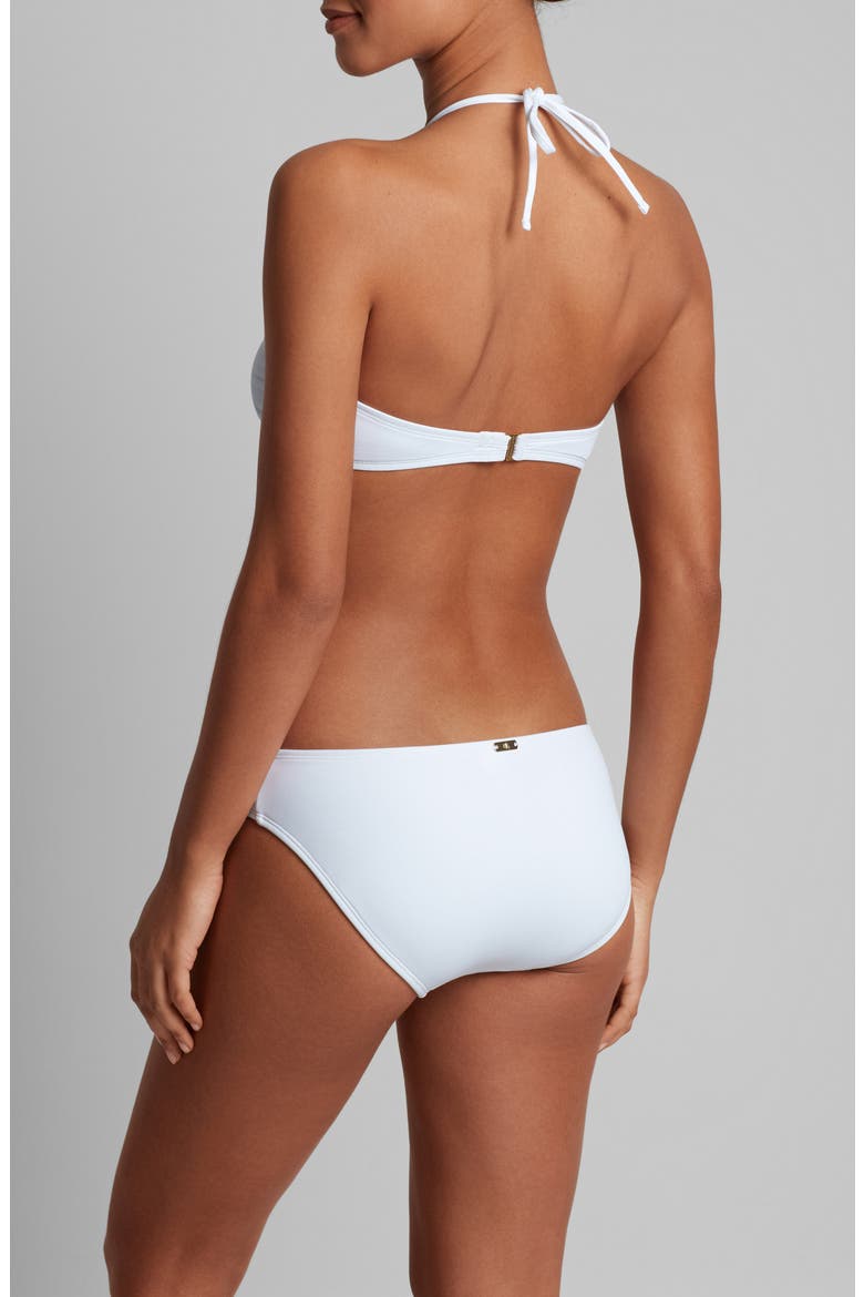 Shirred V-Wire Bikini Top, Alternate, color, WHITE