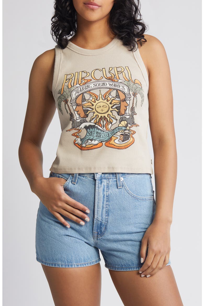 Sound Wave Rib Graphic Tank, Main, color, NATURAL