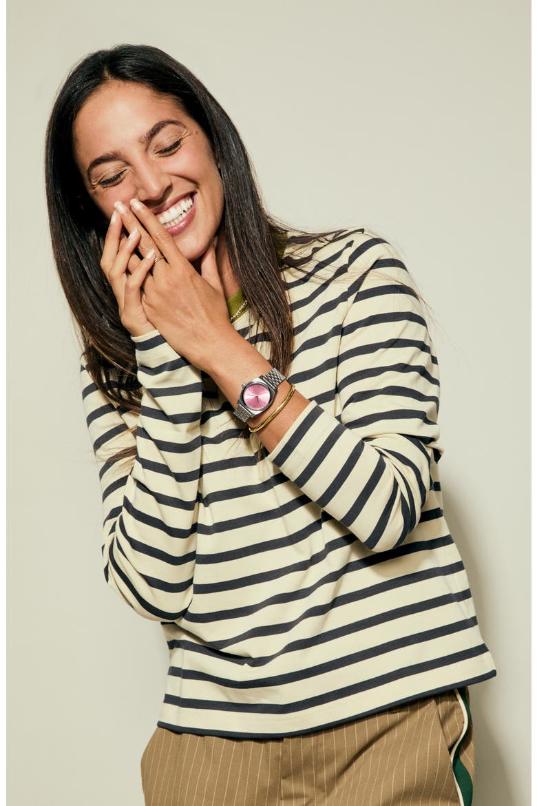 The Medium Time Teller Bracelet Watch, 31mm, Alternate, color, SILVER / PINK