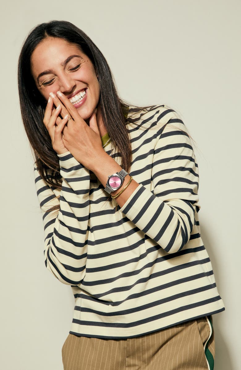 Nixon The Medium Time Teller Bracelet Watch, 31mm, Alternate, color, Silver / Pink