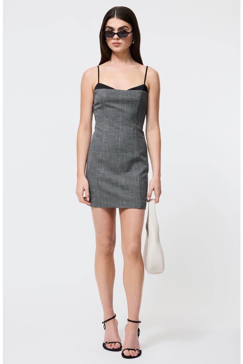 Owen Plaid Peekaboo Minidress, Alternate, color, CHARCOAL BLACK