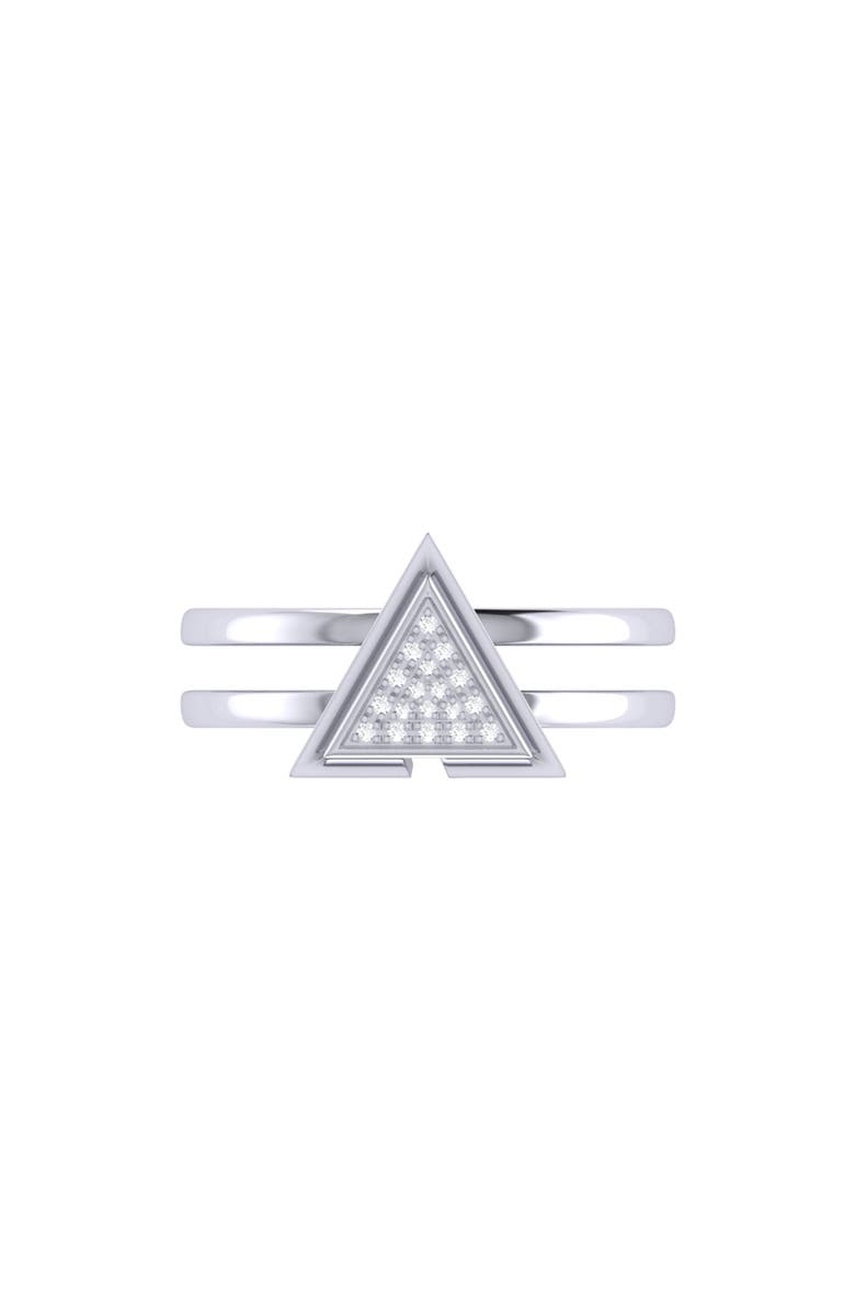 LuvMyJewelry On Point Triangle Sterling Silver Diamond Ring, Alternate, color, Silver