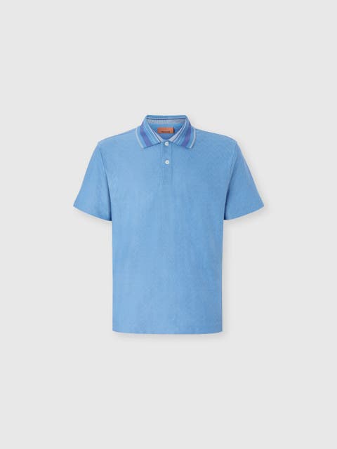 Jacquard Cotton Polo Shirt With Tone-on-tone Zigzag Design