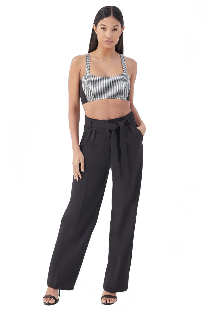 4th & Reckless Skylar Tie Waist Wide Leg Trousers, Alternate, color, 