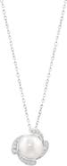 EFFY Sterling Silver Diamond & Cultured Freshwater Pearl Pendant Necklace