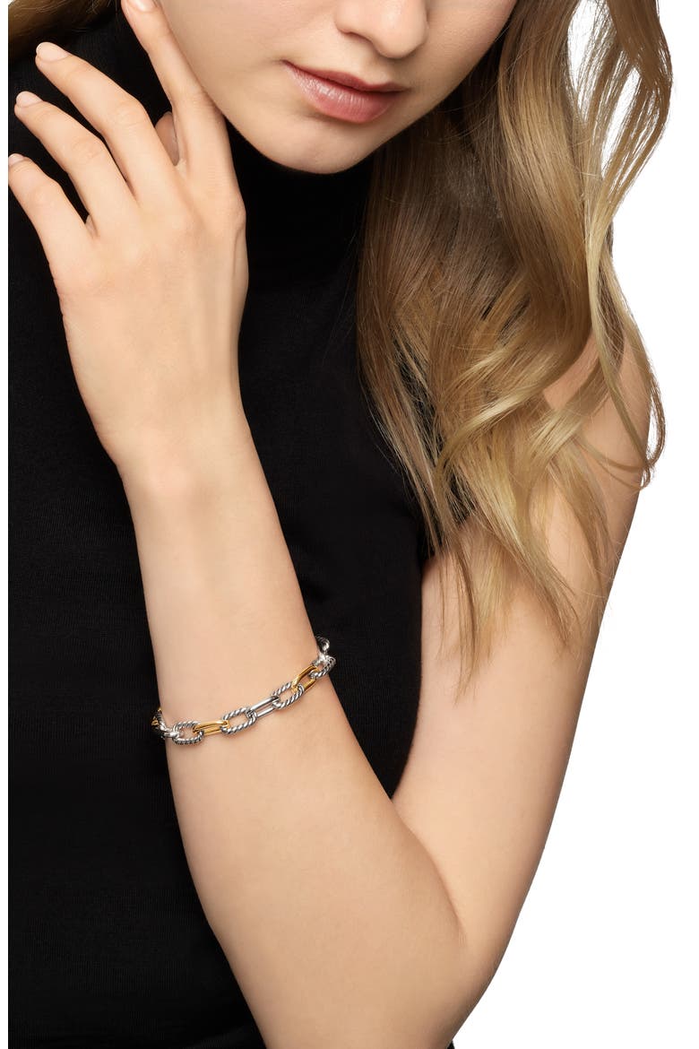 Madison® Sterling Silver & 18K Yellow Gold Chain Bracelet, 8.5mm, Alternate, color, STERLING SILVER YELLOW GOLD